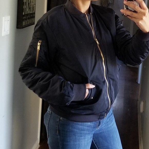 🧥H&M NAVY BLUE BOMBER JACKET - Picture 6 of 8